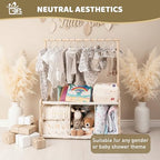 GiftAmaz 3-in-1 Wooden Baby Shower Crate Closet, Large Baby Basket for Nursery, Personalized Baby Gifts Basket, Baby Clothes Rack for Baby Shower, Newborn Boy Girl Welcome Gift for New Mom Parents