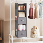 YOUDENOVA Hanging Closet Organizer, 5 Tier Hanging Closet Shelves with 6 Side Pockets and 2 Drawers, Grey - color: Grey