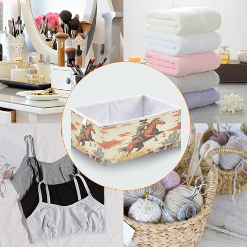 Cowboy Wild West Storage Cubes 11x11 Inch Foldable Fabric Bins with Handle for Storage and Organization, Ideal Storage Bins for Closet Shelves - color: C79