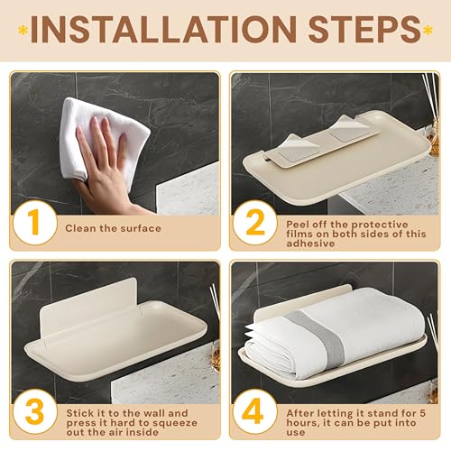 Bedside Shelf Wall Mount Set of 2,Folding Floating Shelves for Bedside Wall,No Drilling Small Wall Shelf,Perfume,RV Organizer,Room Decor for Teen Girls Boys Dorm Room Essentials