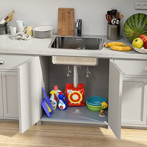 Under Sink Mat, 28" x 22" Silicone Kitchen Cabinet Tray, Waterproof & Flexible Under Sink Liner for Kitchen Bathroom and Laundry Room - size: 22"W x 28"L