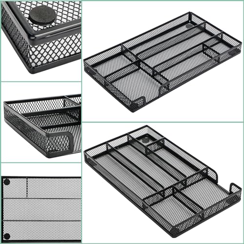 Annova Desk Drawer Organizer Tray for Office Organization - Metal Mesh - Storage Tray with Dividers for Pens, Desktop Accessories, Bathroom, Kitchen, Makeup and Office Supplies (Small, Black) - color: Black, size: Small