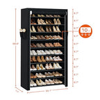 CASAMAYA Shoe Rack with Covers, 10 Tiers Tall Shoe Rack Organizer, Large Capacity Shoe Shelf Storage, Hold 40 Pairs of Shoes, Vertical Shoe Storage Organizer for Closet, Entryway, Black, SRT104B01 - size: 30.1"W - 10 Tier