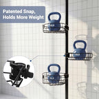 Standing Shower Caddy Corner, 4-Tier Adjustable Height Bathroom Organizer, 6-Section Pole, Sturdy Floor Standing Shelf for Shower or Bathtub – No Drilling, No Spring Tension