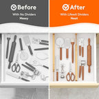 Lifewit 2.36" High 5 Pack Bamboo Drawer Dividers, 14.2-22" Expandable Kitchen Drawer Dividers, Adjustable Drawer Dividers for Clothes, Drawer Separators for Dresser, Kitchen, Bedroom, Bathroom