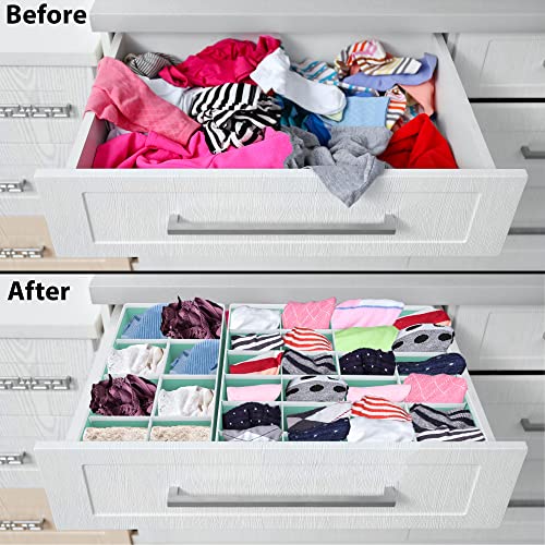 Simple Houseware 4-Pack Drawer Organizer Set - Closet Dividers for Underwear, Socks, Bras, Scarves, Ties - Foldable Non-Woven Storage Boxes, Turquoise - color: Turquoise, size: 4 Pack