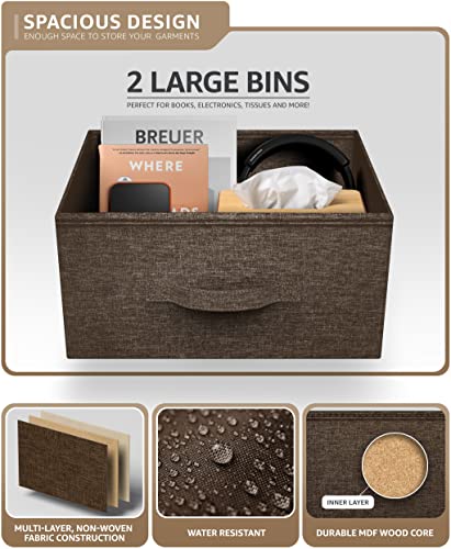 Sorbus Nightstand with 2 Drawers - Bedside Furniture End Table Night Stand with Steel Frame, Wood Top & Easy Pull Fabric Bins - Small Dresser & Chest for Home, Bedroom Accessories & Office - color: Brown, style: 2 Drawer