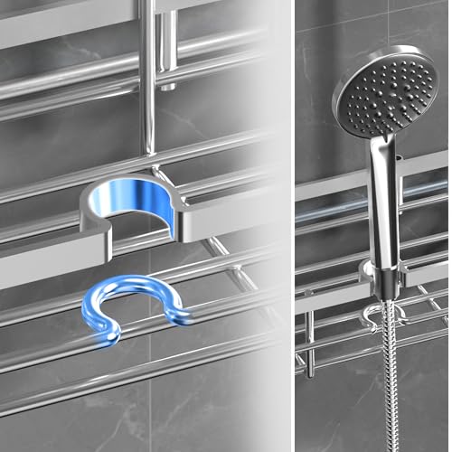 KEGII Shower Caddy Hanging on Towel Bar/Handrails/Shower faucet - Shower Rack Hanging Organizer, Bathroom Shower Curtain Caddy non-Slip