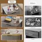 Lulive Fluted Nightstand with Charging Station, 1 Drawer, Contemporary Design (Dark Grey) - color: Dark Grey, size: 1 Drawer-Set of 1 Nightstand
