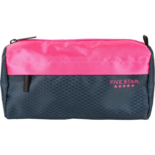 Five Star Pencil Pouch, Pen Case, 9-Pocket Zipper Pouch, Storage Organizer for School Supplies Earbuds Chargers Cables Makeup, Navy/Pink (505600B-ECM) - color: Navy/Pink, size: 8"L x 4"W x 3"H