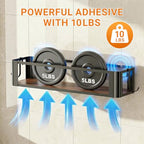 2 Pack Wall Mounted Spice Rack with 2 Hooks, Spice Organizer Shelf for Stove Cabinet Pantry Door, Screw or Adhesive Spice Shelf Hanging Wall Spice Rack in Kitchen and RV (Black, 2 Pack)