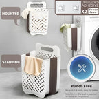 Plastic Collapsible Hanging Laundry Baskets with Carry Handle, Space-Saving Wall Hanging Laundry Basket Durable Tall Folding Plastic Laundry Hamper Waterproof Dirty Clothes Organizer XL+L - size: XL and L Set