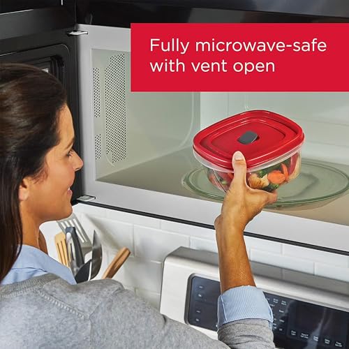 Rubbermaid Kitchen Storage Containers, 40-Piece Assortment with Microwave Vented Lids, Red