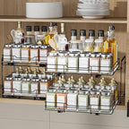 BOIVSHI 2-Tier Pull Out Spice Rack, Spice Rack Organizer, Pull Out Spice Racks for Inside Cabinets, Height Adjustable Heavy Duty Metal Basket for Inside Cabinet & Pantry (13.5''Wx10.5''Dx9.5''H) - size: 2 Tier,13.5''Wx10.5''Dx9.5''H