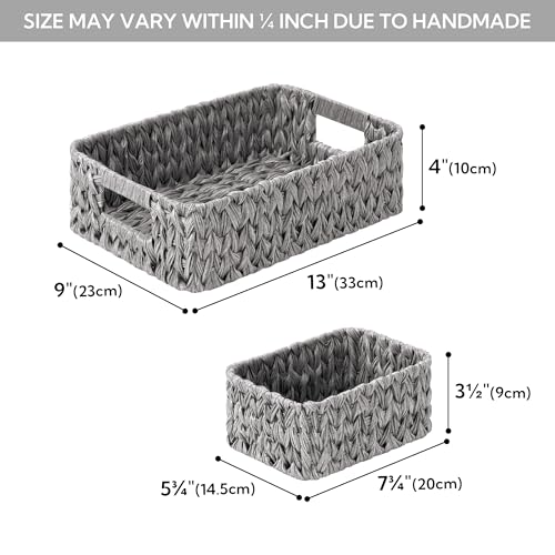 GRANNY SAYS Wicker Storage Baskets for Shelves, Wicker Baskets for Organizing, Small Baskets for Vanity, 3 Pack - color: Gray, size: 13"L x 9"W x 4"H + 2x 7¾"L x 5¾"W x 3½"H