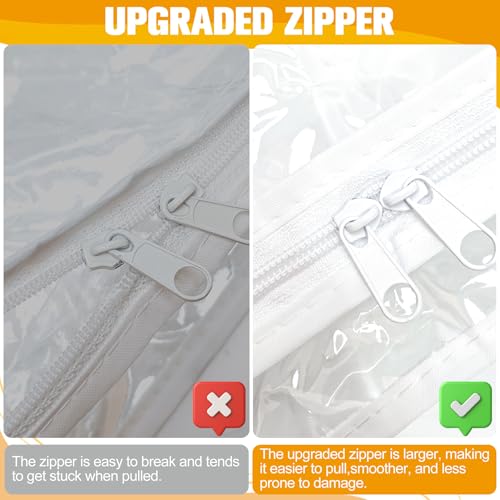 Plastic Storage Bags with Easy-Glide Zipper, Pack of 8, Durable Clear Vinyl Zippered Storage Bags for Clothes Sweaters Comforters Blankets Sheets Bedding (15.7 x 13.8 x 3.9 Inch, White) - color: White, size: 15.7 x 13.8 x 3.9 Inch - 8 Pack