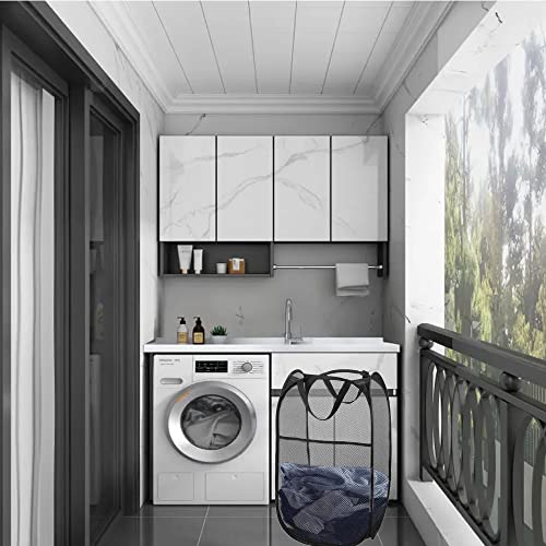 Larpur Popup Mesh Laundry Basket, Collapsible and Portable Clothes Washing Laundry Hamper with Reinforced Carry Handle (Black) - color: Black