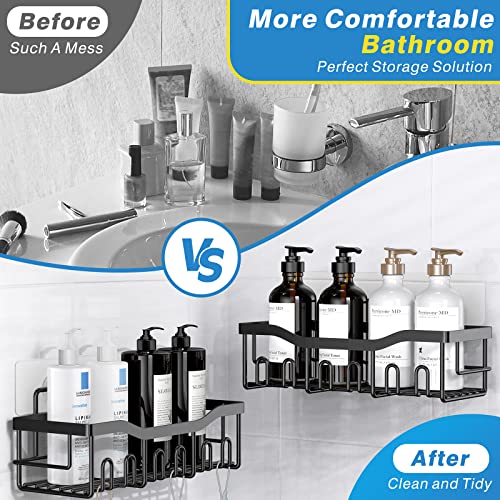Shower Caddy 2 Pack,Adhesive Shower Organizer for Bathroom Storage&Home Decor&Kitchen organizers and storage,No Drilling,Large Capacity,Rustproof Stainless Steel Bathroom Organizer,Bathroom Decor Sets - color: Black-2pcs