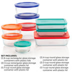 Pyrex Simply Store (9-Pack) Mixed Sized Glass Food Storage Set, Round & Rectangular Containers With Plastic Lids, BPA-Free, Dishwasher & Microwave Safe - size: 9 Pack