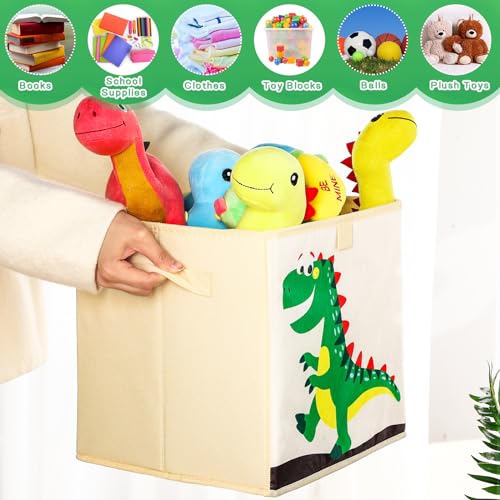 Kigley 6 Pcs Collapsible Cube Storage Bins Kids Foldable Storage Cube Organizer Fabric Toy Box Decorative Kids with Handles for Home Nursery Bedroom, 10.6 x 10.6 Inch(Classic Animal) - style: Classic Animal