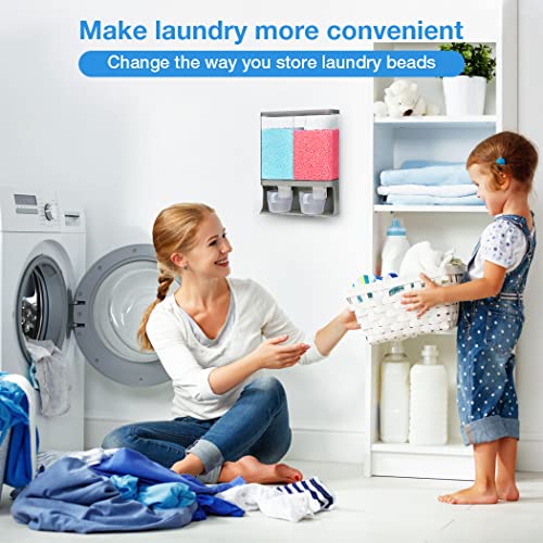 Conworld Laundry Detergent Dispenser, Wall-Mounted Scent Booster Beads Dispenser for Laundry Room Organization and Storage, Rice Dispenser, Suitable for Laundry Beads, Grey - color: E-Grey
