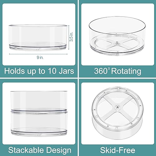 Sorbus 9 Inch Clear Lazy Susan Organizer, Turntable Organizer for Spice Organization for Cabinet, Lazy Susan Turntable for Kitchen, Home, Office, Closet, Classroom, Laundry Room Organization (2-Pack) - size: Tall 2 Pack