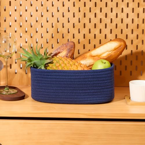 MiniArk Small Storage Baskets for Organizing | Closet Organizer Bins | Shelf Toy Basket | Woven Rope Baskets | Cube Decorative Box | Shallow Basket | 11.5x7.5x4.7” | 3 Packs Navy Blue - color: Navy Blue, size: 3pcs-L11.5xW7.5xH4.7"