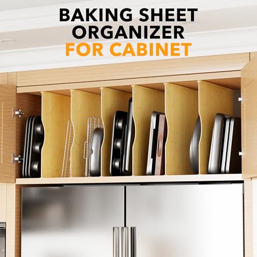 SpaceAid 6 Pack Tray Dividers for Cabinets, Pressboard Kitchen Cookie Baking Sheet Organizer for Cabinet, Vertical Pan and Trays Organizers for Pantry Storage - size: 6 Pack (23.5"D x 23.7"H)
