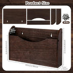 Suzile Wall Mounted File Holder Wood Magazine Holder Wall Hanging File Organizer for Office Mail Magazine Letter Paper Folder Organization (Brown)
