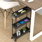 SPACELEAD Slim Storage Cart 3 Tier,Bathroom Organizer Rolling Utility,Mobile Shelving Unit Slide Out for Office, Kitchen, Laundry Room & Narrow Places,Black - color: Black