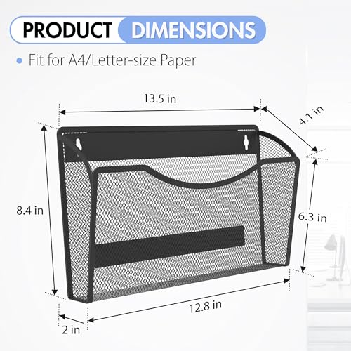 Gawerk Mesh Hanging Wall File Holders, Metal Vertical Wall Basket Mail Organizer for Office/Home (Black, 3 Pack Magnetic) - size: 3 Pack Magnetic