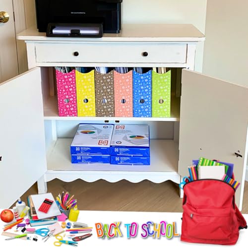 Evelots Magazine File Holder - Set of 12 Floral - Office Desk Organizer - Sturdy Cardboard - New Upgraded Double Front Panel for More Stability - Full 4 Inch Wide - Easy Assemble - color: Floral, size: Set of 12