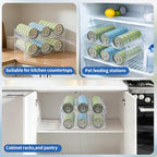 Cat Can Storage Organizer for Pantry, High Clear Acrylic Dog Canned Food Storage Rack 2 Tier Stackable Shelf for Pet Cans Dispenser with Can Cover Lid and Spoon