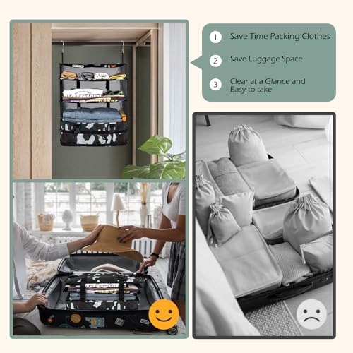 Surblue Hanging Closet Storage Bag Collapsible 3-Shelf Washable Oxford Fabric with 2 Hooks (XL 17.71 * 11.81 * 20in, Camouflage) - color: Camouflage, size: XL 17.71*11.81*20in