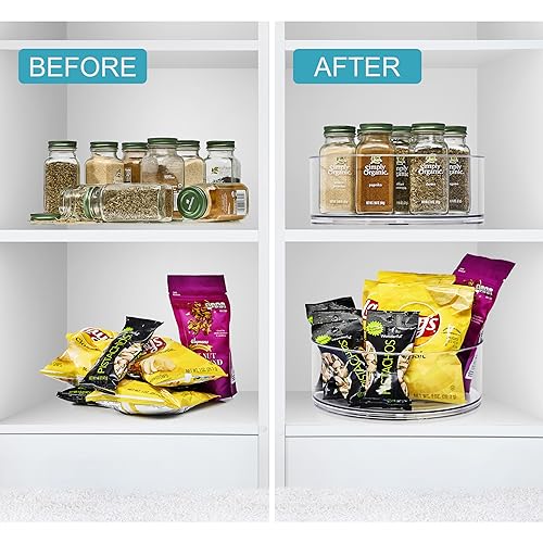 Sorbus 9 Inch Clear Lazy Susan Organizer, Turntable Organizer for Spice Organization for Cabinet, Lazy Susan Turntable for Kitchen, Home, Office, Closet, Classroom, Laundry Room Organization (2-Pack) - size: Tall 2 Pack