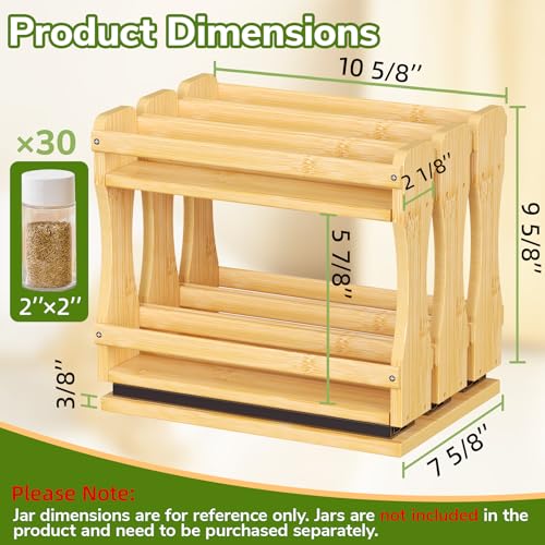 BAMEOS Pull Out Spice Rack Organizer for Cabinet, Bamboo Wide 7.7" Slide Out Seasoning Organizer for Kitchen, No Drill Anti-Tip Ball Bearing Silent Glides, Pantry Cabinet Organizer, Natural - size: 7.7" Wide, 3 Drawers
