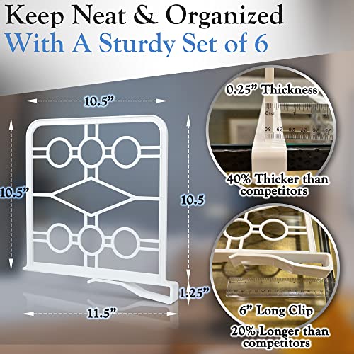 Premium Set of 6 Shelf Dividers - Closet Organizer for Clutter-Free Spaces with Easy-Clip Attachment - Ideal for Kitchen, Bathroom, Office, and Laundry Room Shelves