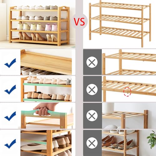 4-Tier Shoe Rack Bamboo Shoe Organizer Free Standing Shoe Storage for Entryway, Closet, Hallway, Bathroom and Living Room, Natural - size: 4 TIER