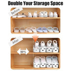 BIGLUFU Shoe Slots Organization - Adjustable Shoe Rack Storage Organizer - Double Deck Shoe Stacker Space Savers - For Shelf Closet Floor (white-20 Pack)