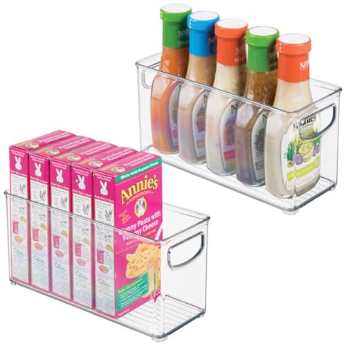 iDesign Plastic Stackable Pantry Bin - Storage Bin with Handles for Cabinets or Fridge - Set of 2 - Clear - style: Pack of 2