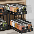 BOIVSHI Pull Out Spice Racks for Inside Cabinets, 2-Tier Cabinet Spice Rack Organizer, Height Adjustable Vertical Spice Rack for Kitchen Cabinet (7.5''Wx10.8''Dx9.2''H, Metal Black) - size: 7.5''Wx10.8''Dx9.2''H,2 Tier