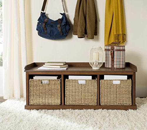 Safavieh American Homes Collection Lonan Grey and White Wicker Storage Bench - color: Brown