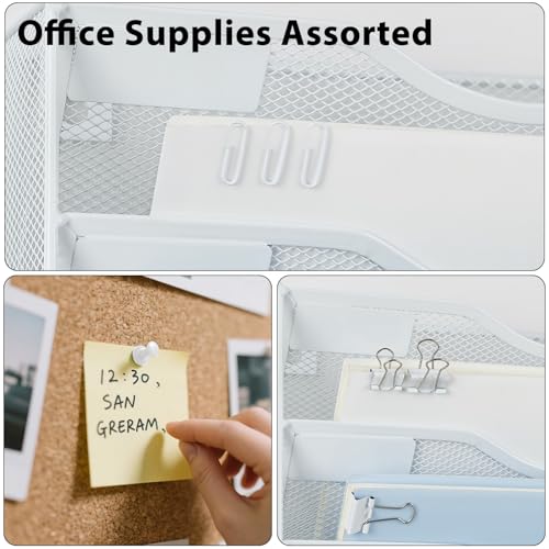 LEKETREE Hanging Wall File Organizer with Office Assorted, 5 Pockets Mesh Wall Mounted File Folder Holder for Mail, Paper, Document, Binder, Magazine, Menu (White) - color: White
