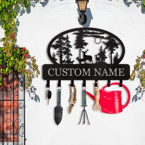 Dyoart Personalized Key Holder for Wall, Custom Metal Deer Cabin Key Hooks with Name, Metal Key Holder Hooks Organizer Rack, Key Hanger Decor for Kitchen, Entryway, Hallway, Office, Doorway - color: 07 Deer