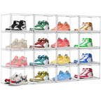 Size 12 Acrylic Shoe Boxes,12 Pack Shoe Display Cases Clear Plastic Stackable Shoe Container Hat Sneaker Storage Bins, Fit Up to US Men's/Women's Size 12 Shoes - color: Clear, size: Medium