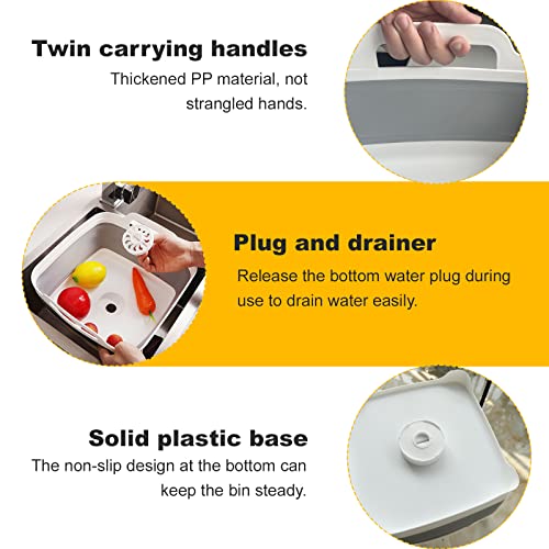 Collapsible Dish Basin & Sink Tub with Drain Plug – 2.4 Gal Baby Bottle Wash Basin, Bottle Washing Bin for RV, Camping, Kitchen | Collapsible Water & Bottle Basin (Grey) - color: Grey 1