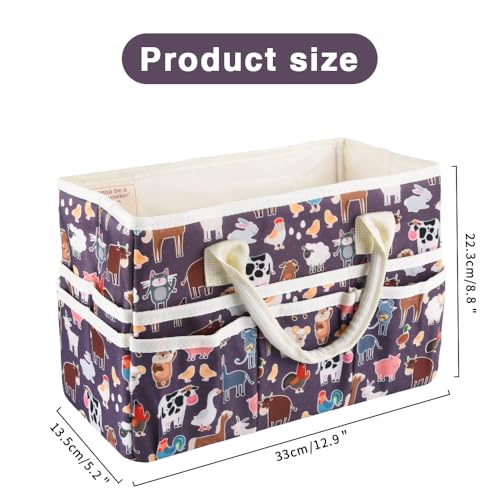 E-WEICHEN Craft Organizer Tote Bag Art Storage Caddy with Multiple Pockets Containers for Art,Craft,and Office Supplies Storage.Purple animals - color: Purple animals