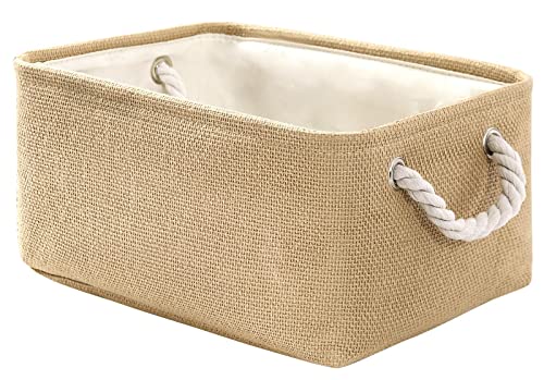 TheWarmHome Decorative Basket Rectangular Fabric Storage Bin Organizer Basket with Handles for Clothes Storage (Beige, Medium-1Pack,13.8L*9.8W*6.7H) - color: Beige, size: Medium -13.8Lx9.8Wx6.7H