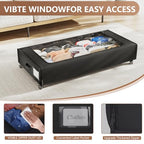 XXXXL Extra Long Under Bed Storage with Wheels,BIGGEST Size Available(66L) under the bed storage Organizer with Lid&Label,Rolling Under the bed Metal Drawer for Clothes,Shoes,Toys(36x17x 6In)