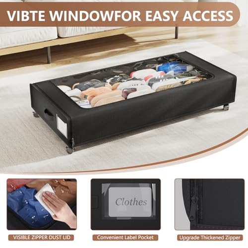 XXXXL Extra Long Under Bed Storage with Wheels,BIGGEST Size Available(66L) under the bed storage Organizer with Lid&Label,Rolling Under the bed Metal Drawer for Clothes,Shoes,Toys(36x17x 6In)